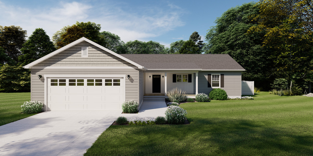 ranch houses Front Garage Exterior 01